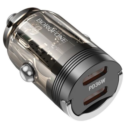 Автомобільний Зарядний Пристрій Borofone BZ29B 2Type-C/36W/PD (Чорний)