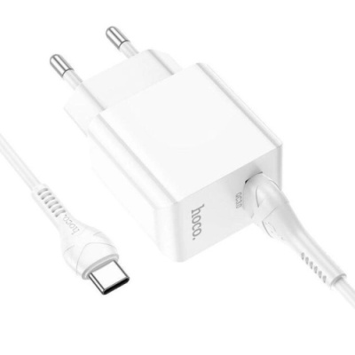 мережевий зарядний пристрій hoco c98a 1usb/18w/qc3.0 + (usb - type-c) (білий) 