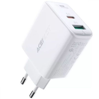 мережевий зарядний пристрій acefast a5 pd32w+qc 3.0 (1type-c/usb/3a) (білий) 