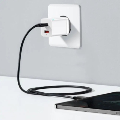 мережевий зарядний пристрій baseus super si pro quick charger type-c/usb/30w eu (ccsupp-e02) (білий) 