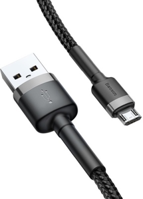 кабель baseus cafule usb - microusb 2.4a/0.5m (camklf-ag1) (black-grey) 