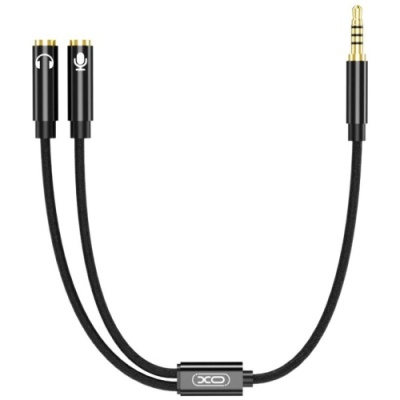 розгалужувач aux xo nb-r197 3.5mm male to audio + microphone 0.23m (чорний) 