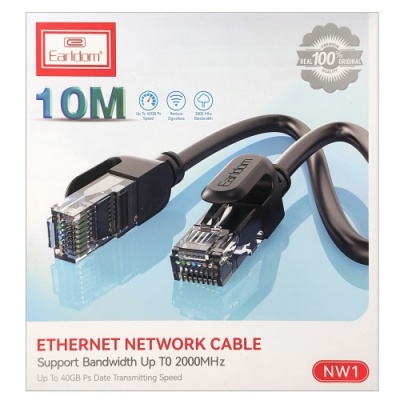 кабель lan earldom nw1 cat6 utp 26awg (7/0.16cca) * 4p+cros 6mm/10m black 