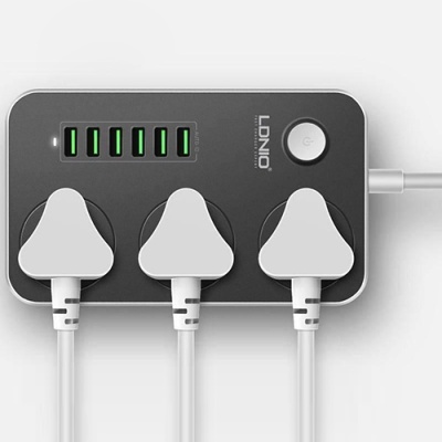 мережевий подовжувач ldnio sc3604 6usb 3.4a (чорний) 