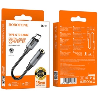 перехідник borofone bv19 type-c - 3.5 audio jack (чорний) 