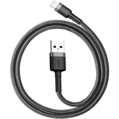 кабель baseus cafule usb - lightning 2.4a/0.5m (calklf-ag1) (black-gray) 