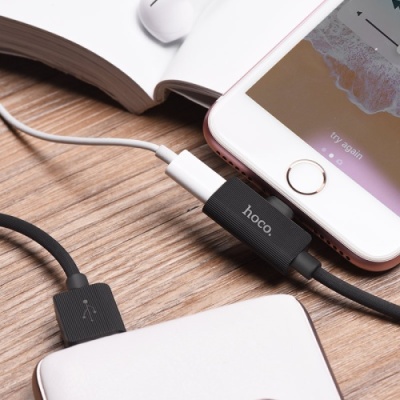 перехідник hoco ls9 lightning - (lightning audio+lightning charge) 1.2m (чорний) 