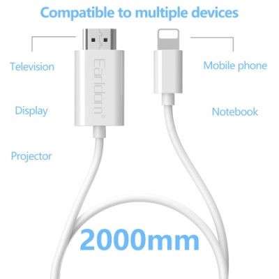 кабель hdmi earldom et-w33 lightning to hdmi 2м (білий) 