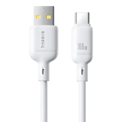 кабель baseus silky series fast charging usb - type-c 100w/1m (p10377703213-00) (white) 