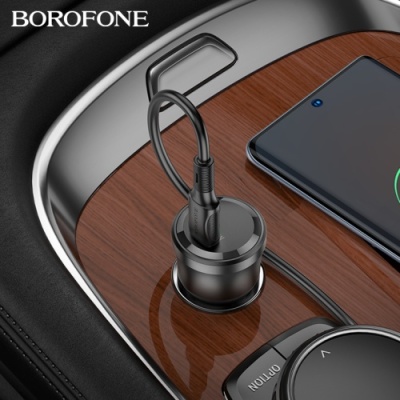 Автомобільний Зарядний Пристрій Borofone BZ24 1USB-C QC/PD20W + (Type-C - Type-C) (Прозоро-чорний)