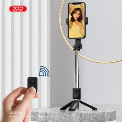 монопод-тринога для селфі xo ss10 mini bluetooth selfie stick 80 см з дзеркалом (чорний) 