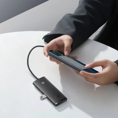 usb hub baseus lite series 4-port (usb-a to usb 3.0*4) (wkqx030001) 25cm black 
