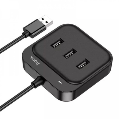 usb hub hoco hb31 easy 4-in-1 converter (usb to usb3.0+usb2.0*3) 1,2m. black 