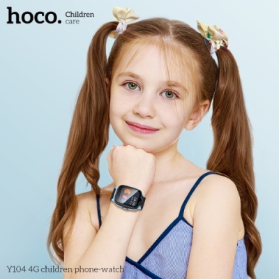 дитячий смарт-годинник hoco y104 4g, gps, камерою 8 мп та відеодзвінками (синій) 