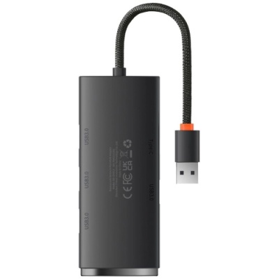 usb hub baseus lite series 4-port (usb-a to usb 3.0*4) (wkqx030001) 25cm black 