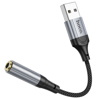 перехідник hoco ls36 usb - aux (3.5mm)(female) 0.12m(чорний) 