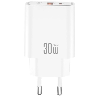 мережевий зарядний пристрій xo ce42 1usb/18w/qc3.0 + 1type-c/30w/pd (бiлий) 