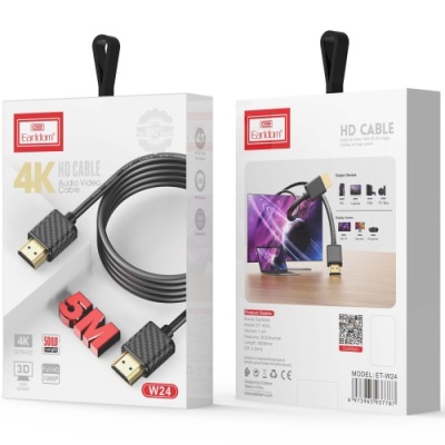 кабель hdmi earldom et-w24 hdmi-hdmi 4k/5m (чорний) 