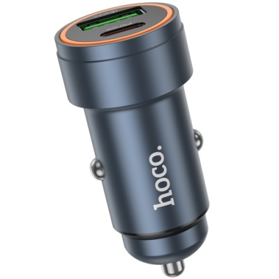 Автомобільний Зарядний Пристрій Hoco Z57A PD30W+QC3.0 (1USB/1Type-C) (сірий)