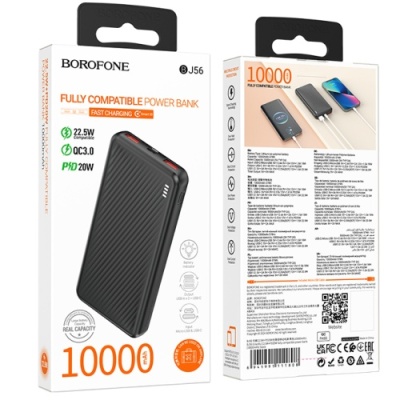 додаткова батарея power bank borofone bj56 graceful 22.5w+pd20w 10000 mah (чорний) 