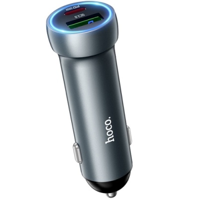 Автомобільний Зарядний Пристрій Hoco Z54A PD30W+QC3.0 (1USB/1Type-C) (сірий)