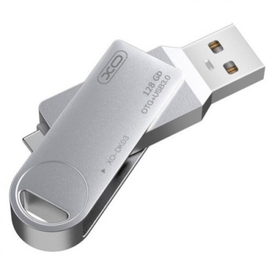 usb флеш-накопичувач xo dk03 usb3.0 + type-c 128gb (сталевий) 