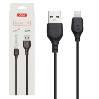 кабель xo nb103 usb - lightning 2.1a/2m (чорний) 