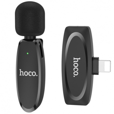 мікрофон петличний бездротовий hoco l15 lightning (чорний) 