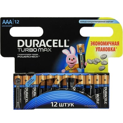 батарейка duracell lr3 aaa turbo (12шт) 