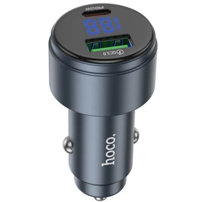 Автомобільний Зарядний Пристрій Hoco Z57B 1USB/18W/QC3.0 + 1Type-C/45W/PD (Сірий)