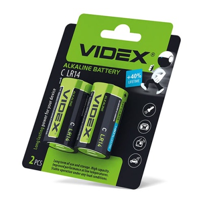 батарейка videx lr14 (2шт) 