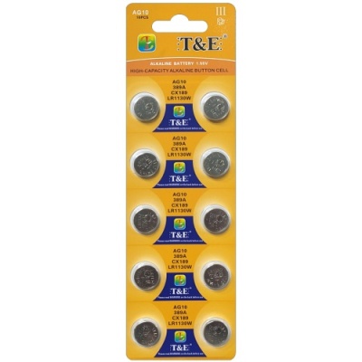 батарейка t&e ag10 (10шт) 