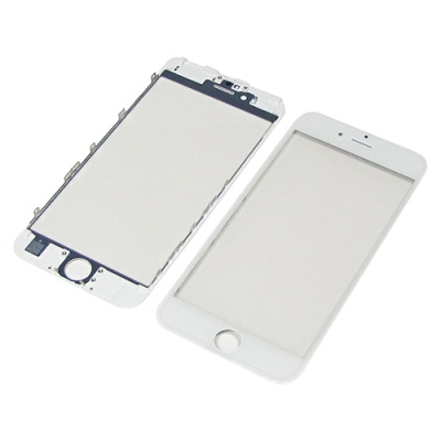 скло тачскріна для apple iphone 6s біле з рамкою и oca плівкою high copy