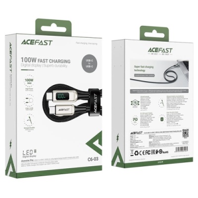 кабель acefast c6-03 type-c - type-c 100w (чорний) 