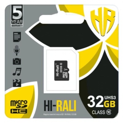 карта пам'яті hi-rali microsdhc 32gb uhs-1 10 class (чорний) 