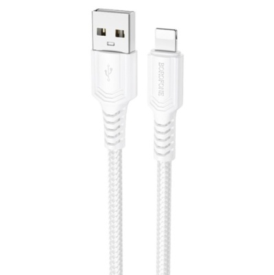 кабель borofone bx116 usb - lightning 2.4a/1м (бiлий) 