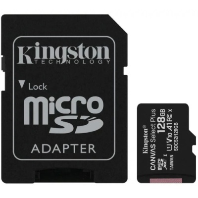 карта пам'яті microsdxc (uhs-1) kingston canvas select plus 128gb class 10 а1 (r-100mb/s) (adapter sd) 