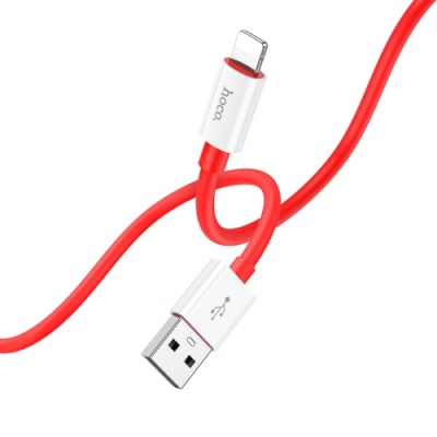 кабель hoco x87 magic silicone usb - lightning 2.4a/1m (червоний) 