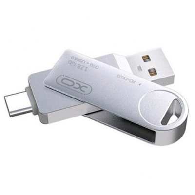 usb флеш-накопичувач xo dk03 usb3.0 + type-c 128gb (сталевий) 