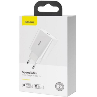 мережевий зарядний пристрій baseus speed mini (ccfs-sn02) 1type-c/20w/pd (білий) 