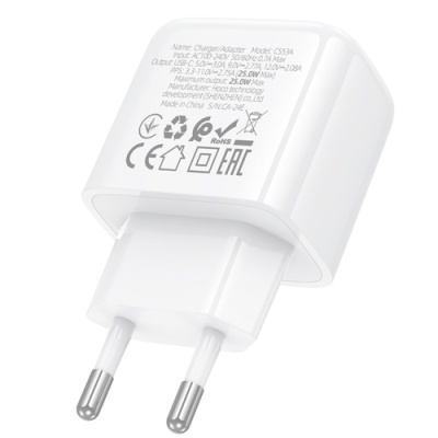 мережевий зарядний пристрій hoco cs53a 1type-c/25w/pd (бiлий) 