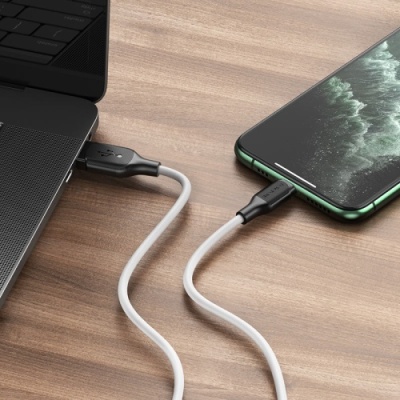 кабель borofone bx42 soft silicone usb - lightning 2.4a/1m (білий) 