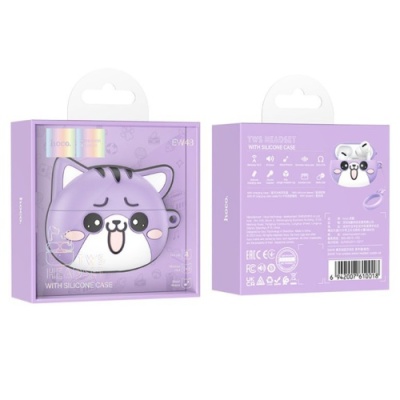 бездротові навушники (tws) hoco ew48 purple cat (фіолетовий) 