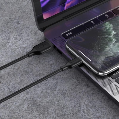 кабель borofone bx42 soft silicone usb - lightning 2.4a/1m (чорний) 