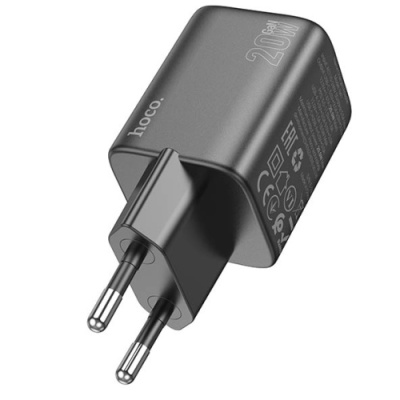 мережевий зарядний пристрій hoco n41 1usb/18w/qc3.0 + 1type-c/20w/pd (чорний) 