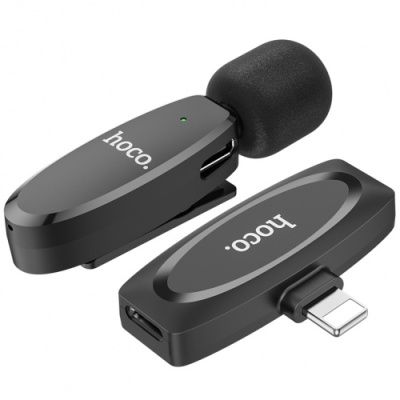 мікрофон петличний бездротовий hoco l15 lightning (чорний) 