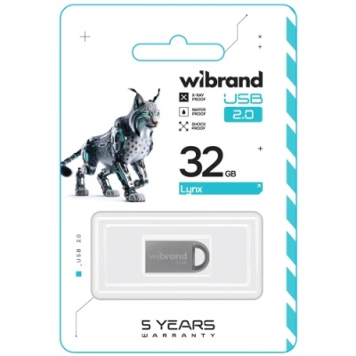 usb флеш-накопичувач wibrand 32gb lynx (срібло) 