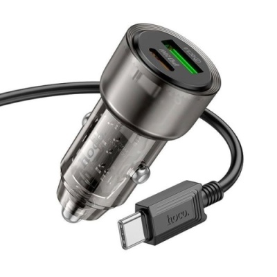 Автомобільний Зарядний Пристрій Hoco Z52 1USB/18W/QC3.0 + 1Type-C/20W/PD + (USB - Type-C) (Чорний)