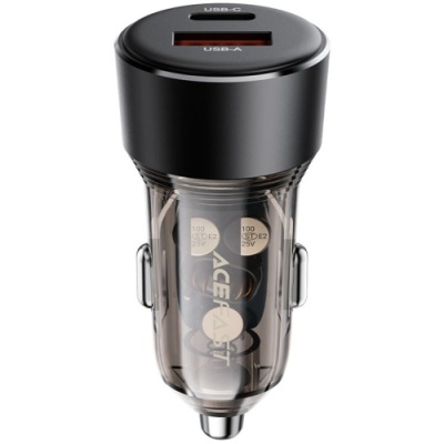 Автомобільний Зарядний Пристрій Acefast B12 PD + QC 3.0 (1 Type-C/1 USB/3A/60W) (чорний)