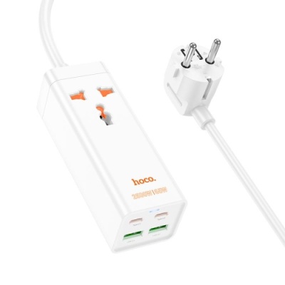 мережевий подовжувач hoco ac10a pd65w (2usb/2type-c/1xsocket) (білий) 